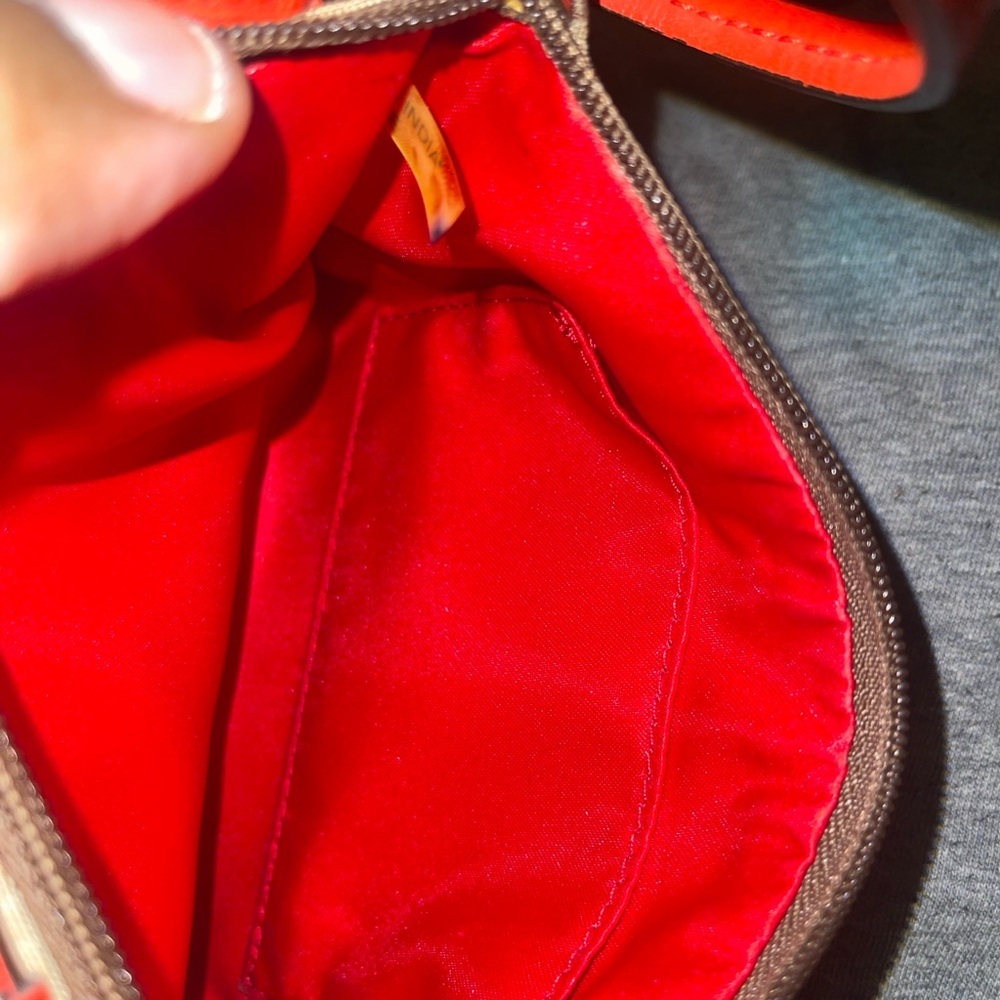 Vintage Coach Wristlet Vermillion Orange Khaki - Picture 8 of 14